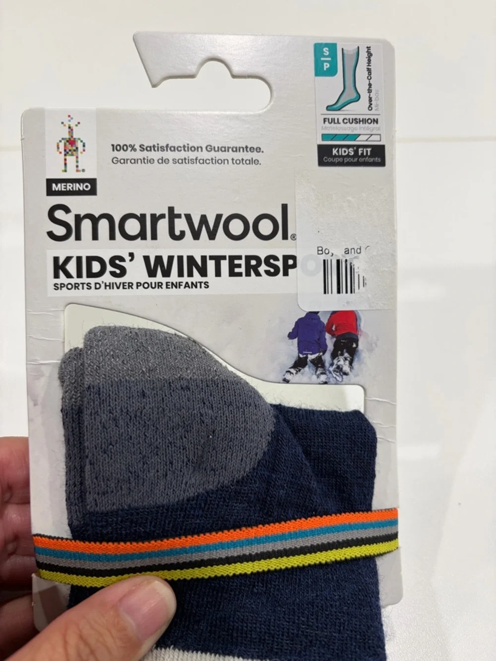 SmartWool Kids Small Wintersport Stripe Full Cushion Ski Socks Navy Blue Red NWT